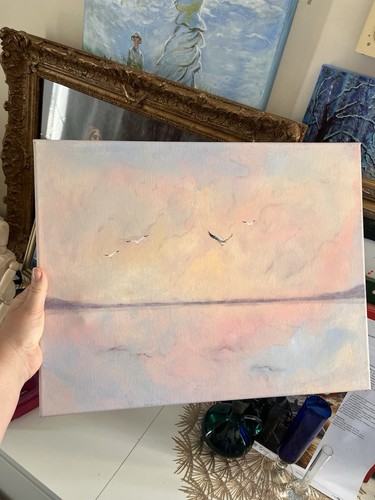 Original abstract sky painting - original,