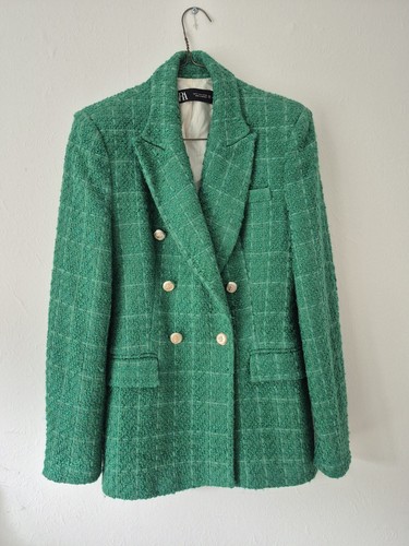 Zara green boucle blazer - zara,