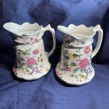 Old Foley Jug Vase X2 James Kent Ltd Chinese Rose Vintage Floral Vase England