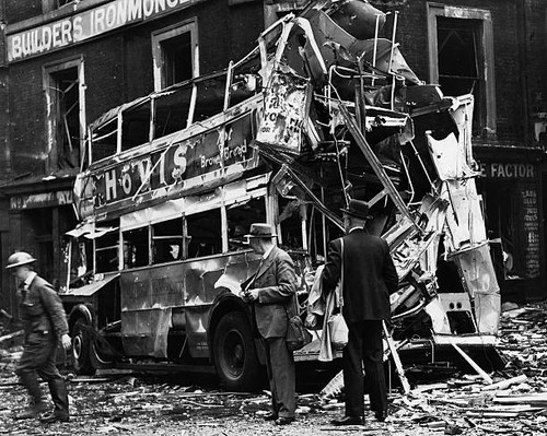 Double decker bus destroyed - decker,