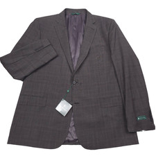 $450 Brooks Brothers Brown Pins Plaid Suit Jacket Blazer Mens Size 48L