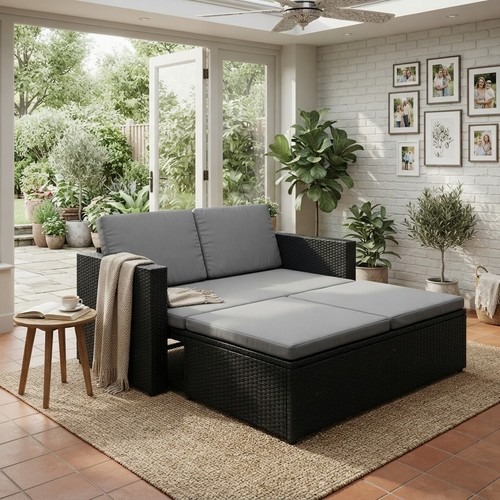 Modern outdoor rattan loveseat - rattan,