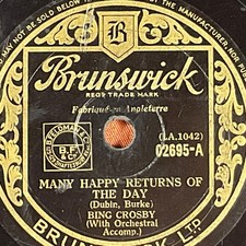 Bing Crosby, Many Happy Returns of the Day/Can't WE Talk IT Ove 78 RPM Record