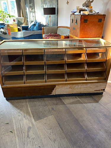 1930s wood glass haberdasher - 1930s,