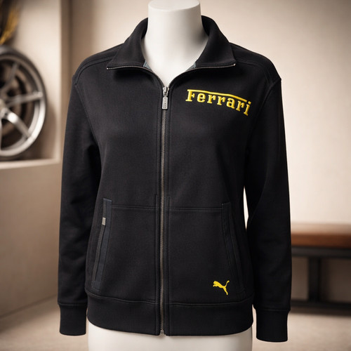 Ferrari black zip front bomber - zip-front,