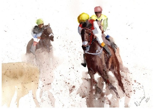 Horse racing final bend - horse, "final