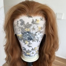 Long Wavy Lace Front Wig Ginger Brown Synthetic Hair Heat Resistant