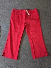 Ladies Red Cropped Trousers