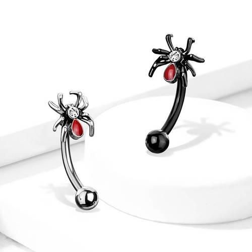 Black steel spider eyebrow bar - spider,