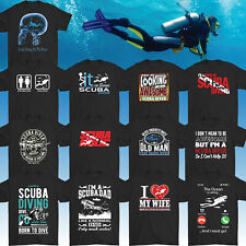 SCUBA DIVING T-SHIRT Mens Funny Diver Dive Equipment Flippers Mask Regulator Sea