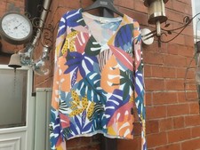 Boden Size M Eldon Cotton V- Neck Jumper-Tropical-rrp @ £55-(UR10)