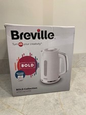 Breville Bold Electric 3kW Kettle 1.7L capacity Fast Boil White Gloss & Silve...