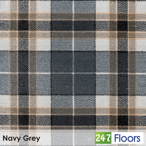Navy grey midas tartan wilton - midas,
