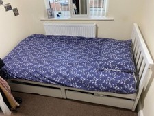 Harper & Bright Designs 3ft white single pine 90x190cm bed frame with storage