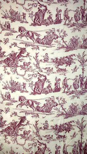 Purple ivory toile fabric - fabric, 3