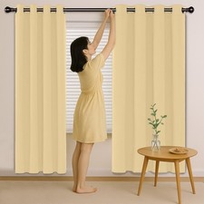 Pair Of Blackout Curtains Ready Made Eyelet Ring Top Curtain Panels W 2 Tiebacks