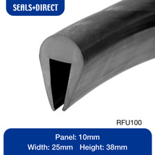 Boat Marine Rubber EPDM Rubbing Strake U Fender Section - RFU100 - 10mm Panel