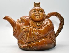 Antique Minton Majolica ‘Chinaman’ Teapot and Cover Treacle Glaze Dated 1875