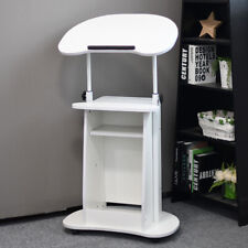 Mobile Lectern Podium Stand Lectern Height Adjustable Laptop Cart w/2 Shelves