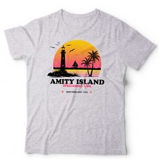 Jaws T Shirt Amity Island Welcomes You Unisex Shark 1975 Retro Vintage Horror