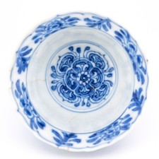 Chinese Porcelain Cup Blue White Lotus Lingzhi Qing Kangxi Flower Mark 18th C