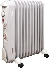 Modern Curved White Electric Portable Oil Filled Radiator Heater 2.5 Kw + Timer