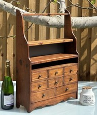 VINTAGE FRENCH WOODEN DRAWER UNIT, CHIPPY 8 DRAWER CABINET, SPICE RACK - 65x46cm
