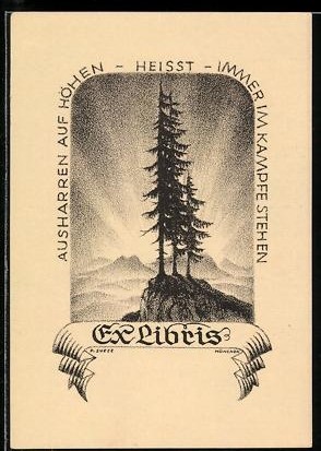 Exlibris mit motiv bäume auf - exlibris,