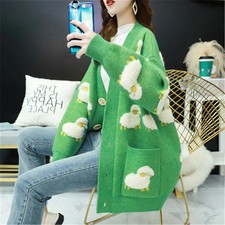 ⭐⭐V-Neck Coat Cartoon Knit