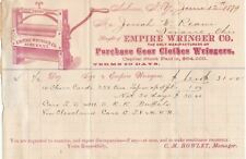 U.S.A. Empire Wringer Co. Auburn 1879 Clothes Wringer Illustd Invoice Ref 37449