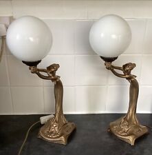 art deco lady lamp pair