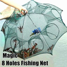 Magic 8Holes Foldable Fishing Trap Net Crab Shrimp Crayfish Lobster Bait Cage