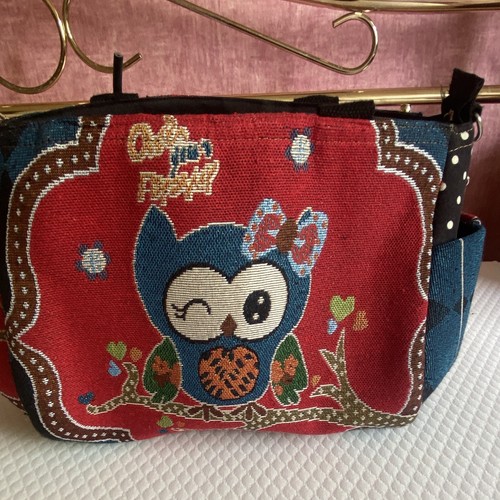 Canvas owl print shoulder bag - canvas,