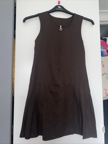 Brown school pinafore with - brown,