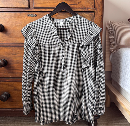 Checked cotton blouse - checked,