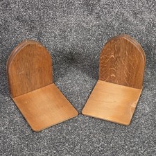 Vintage Solid Oak Bookends -
