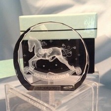 Country Artists Crystal Treasures Rocking Horse Glass Paperweight 2 1/4" $16.99