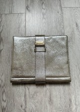 Jimmy Choo Leather iPad Case Tablet Pouch Shiny Silver Authentic Made in Italy