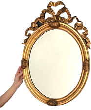 ANTIQUE FRENCH MIRROR ROCOCO GOLD OVER GESSO ROCOCO RIBBON ACANTHUS LEAF  20TH C