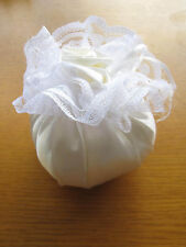 Vintage White Lace Satin Pomander Fragrance Ball, Wedding, Wardrobe, 1960s 1970s