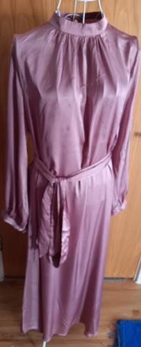Mauve satin high - satin, modest
