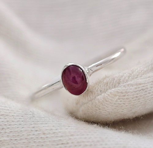 Star ruby ring - ruby, silver