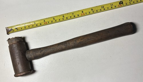 Copper and rawhide hammer - and,