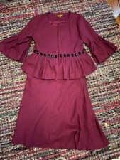 Quality fuchsia linen skirt suit midi length size 12 wedding