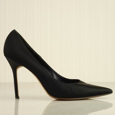 MANOLO BLAHNIK Black Satin Classic Stiletto High Heel Courts UK6.5 EU39.5