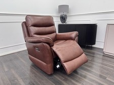 LAZY BOY Anderson Power Recliner Armchair In Brown Leather