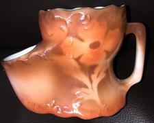 Antique Victoria China Czech Shaving Scuttle Mug Wet Shave Brown Lustre Glaze