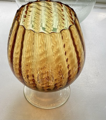 Pair vintage glass pedestal - pair,
