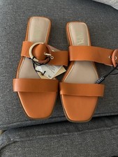 BNWT Zara Leather Orange Sandals Size 40