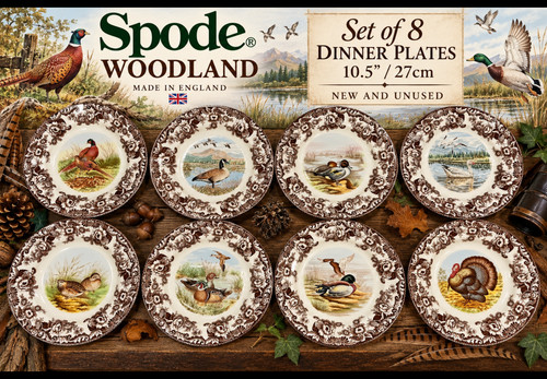 Spode woodland dinner plates - spode,